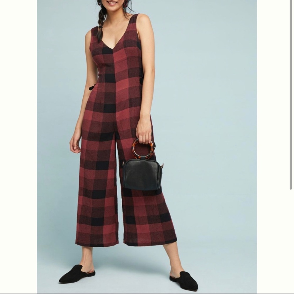 Anthropologie Ett Twa Checked Wide-Leg Jumpsuit 6